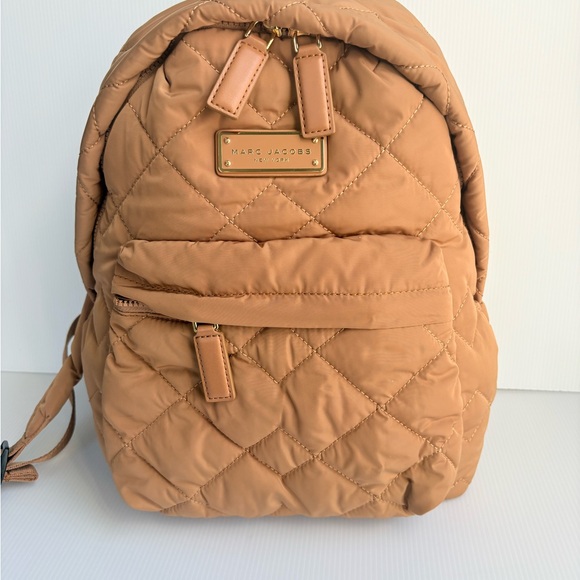 Marc Jacobs Small Quilted Nylon Backpack Book Bag Amber Brown EUC - Picture 5 of 17